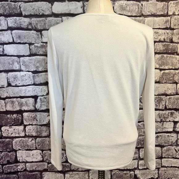 LOFT Outlet White Long Sleeve Seamed Front V-Neck Blouse Size Medium - Picture 5 of 8